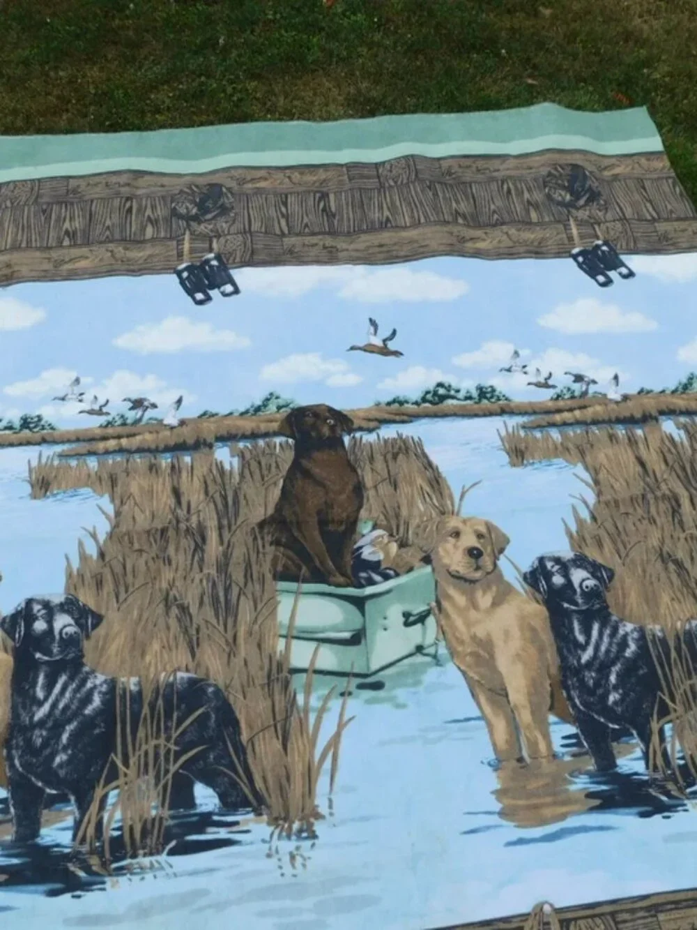 Vintage Lab Labrador Retriever Labs Hunting Theme Dog Blanket Bedding Lodge Cabi